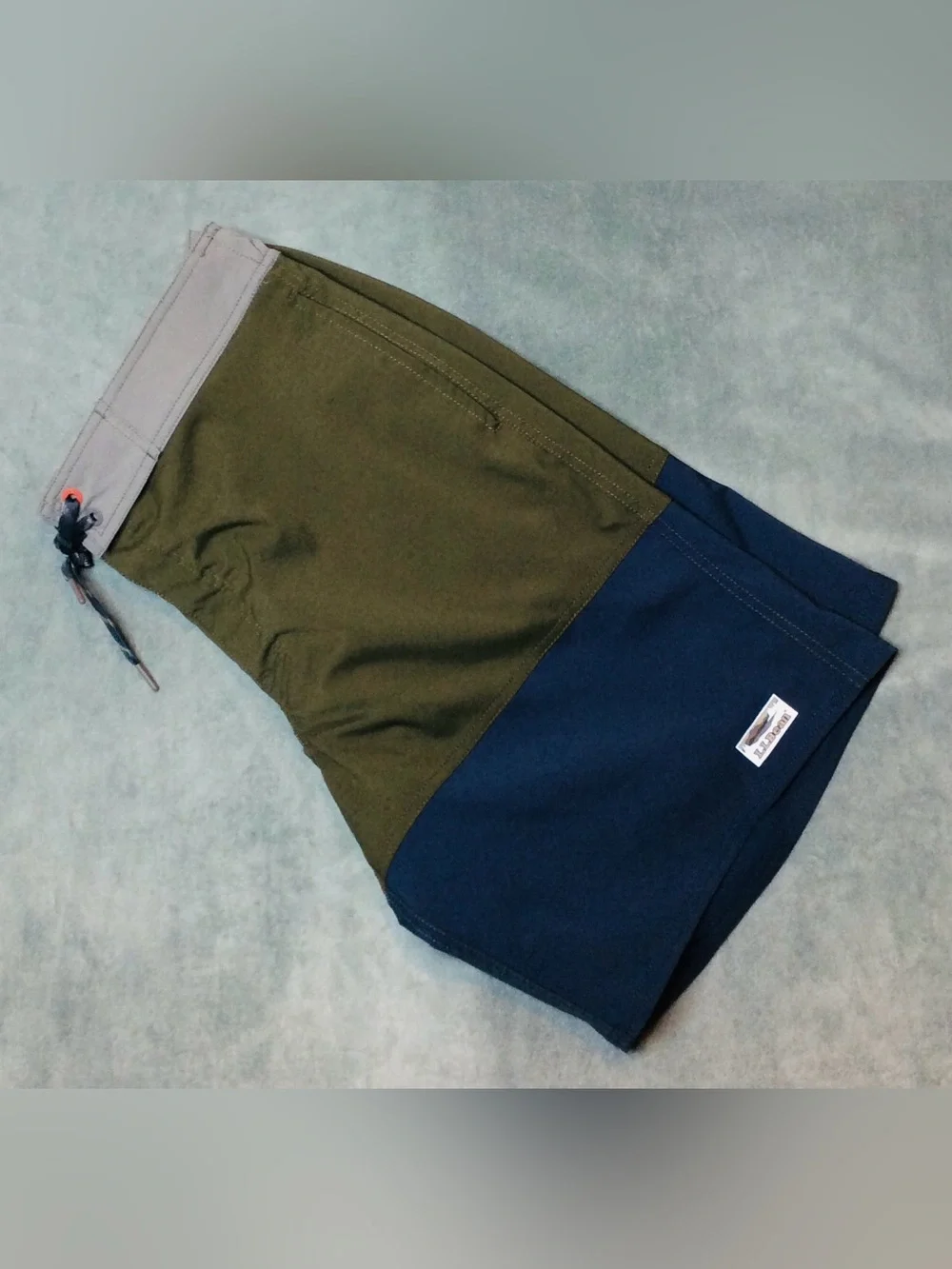 L.L. Bean Olive and Navy Colorblock Swim Board Shorts